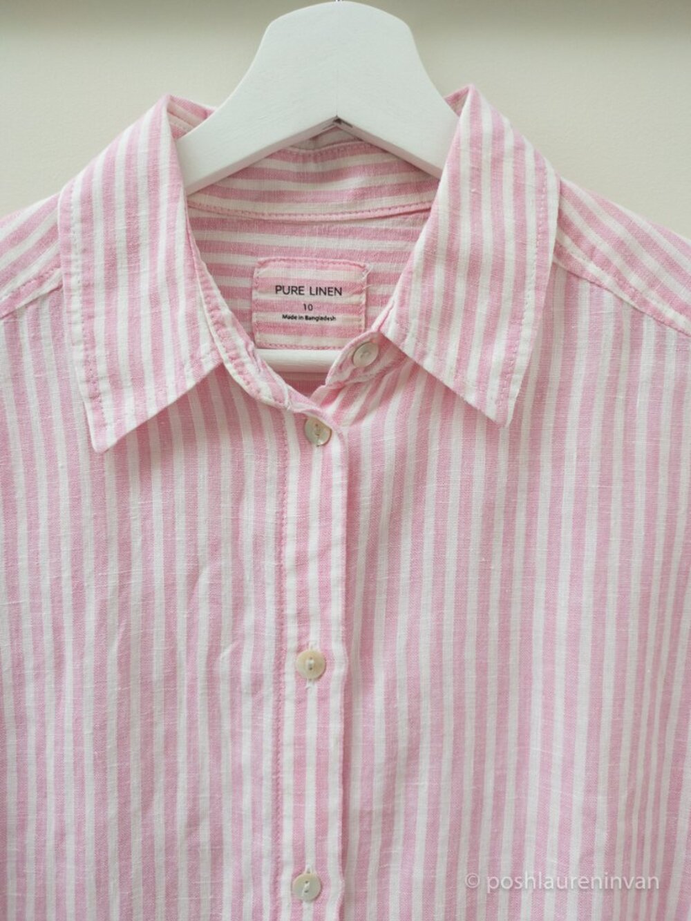 Marks and Spencer Pure Linen Striped Button Down Shirt Size 6 Women's EUC - Picture 4 of 11